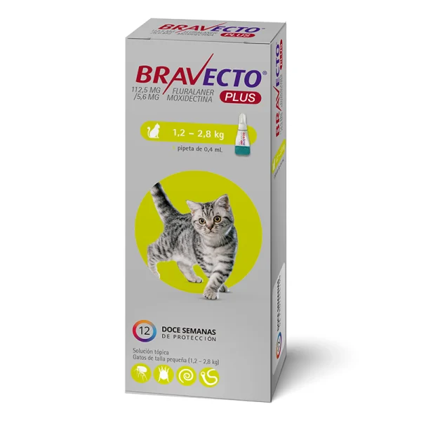 Bravecto Plus Gato 1.2kg a 2.8kg