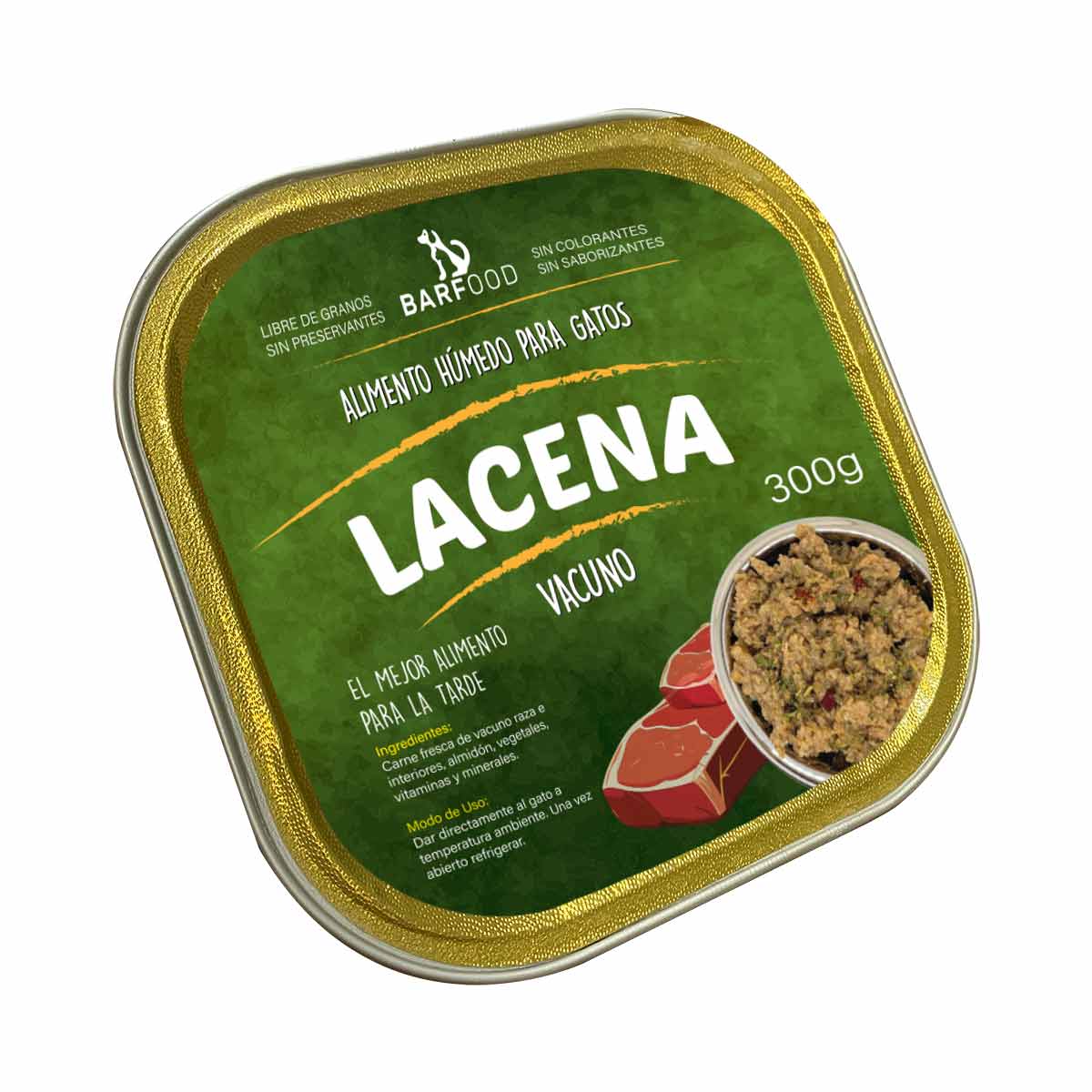 Lacena Vacuno Gato Barfood 300gr