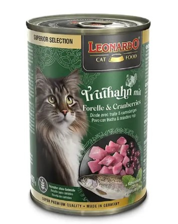 Lata Leonardo pavo con truchas y arandanos rojos 400gr